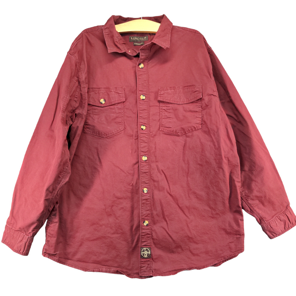 Lincoln Outfitters Men's Foreman Fit Button-Up Shirt Red XL Long Sleeve Pockets